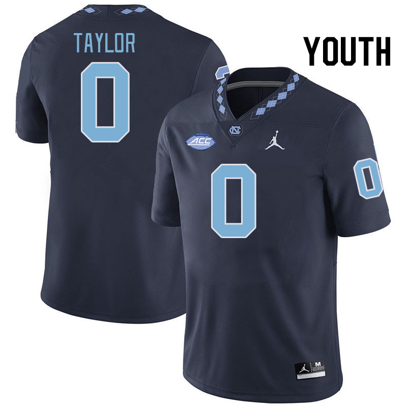 Youth #0 Alex Taylor North Carolina Tar Heels College Football Jerseys Stitched-Navy